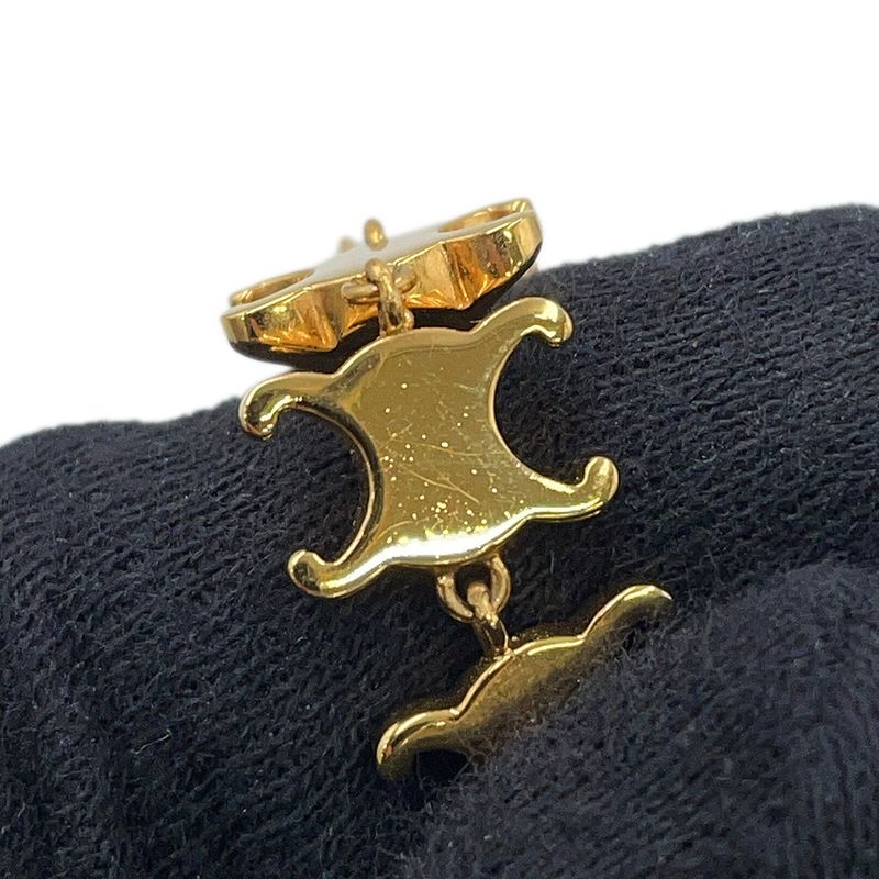 Celine Earrings Triomphe Studded Long Metal