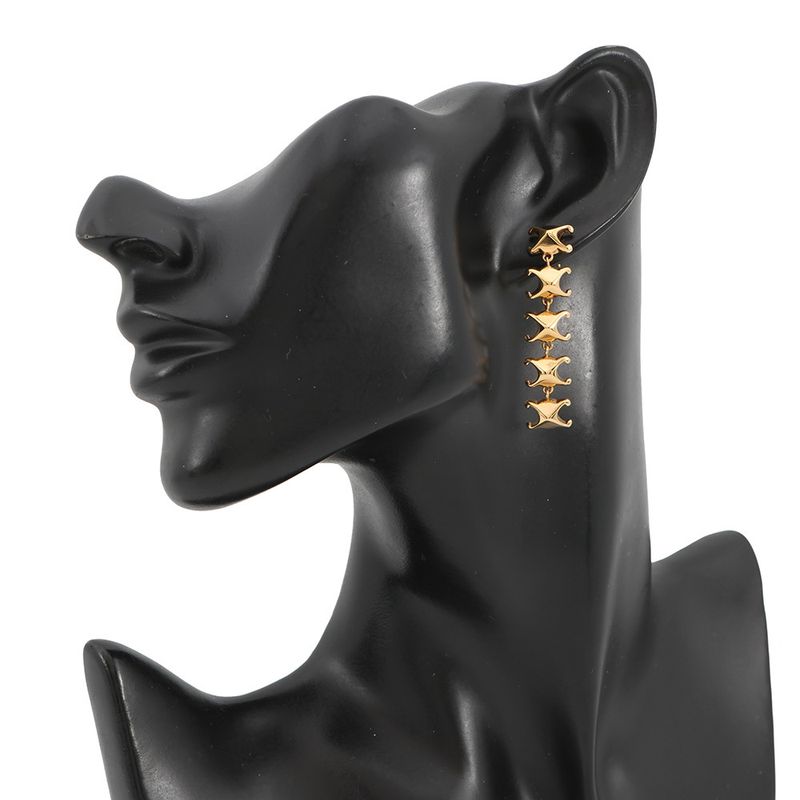 Celine Earrings Triomphe Studded Long Metal