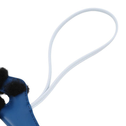 Hermes Bag Charm Buddy Bleu France Black Brum Lambskin Mouton