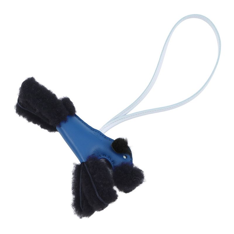Hermes Bag Charm Buddy Bleu France Black Brum Lambskin Mouton