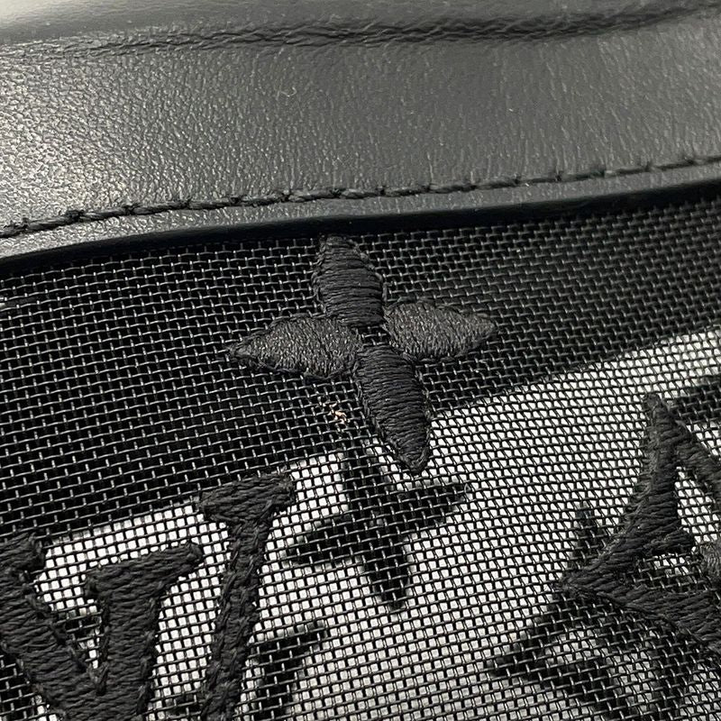 Louis Vuitton Shoulder Bag Monogram Mesh Leather Soft Trunk Embroidery Black