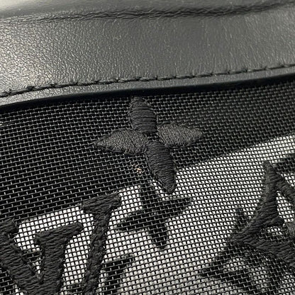 Louis Vuitton Shoulder Bag Monogram Mesh Leather Soft Trunk Embroidery Black