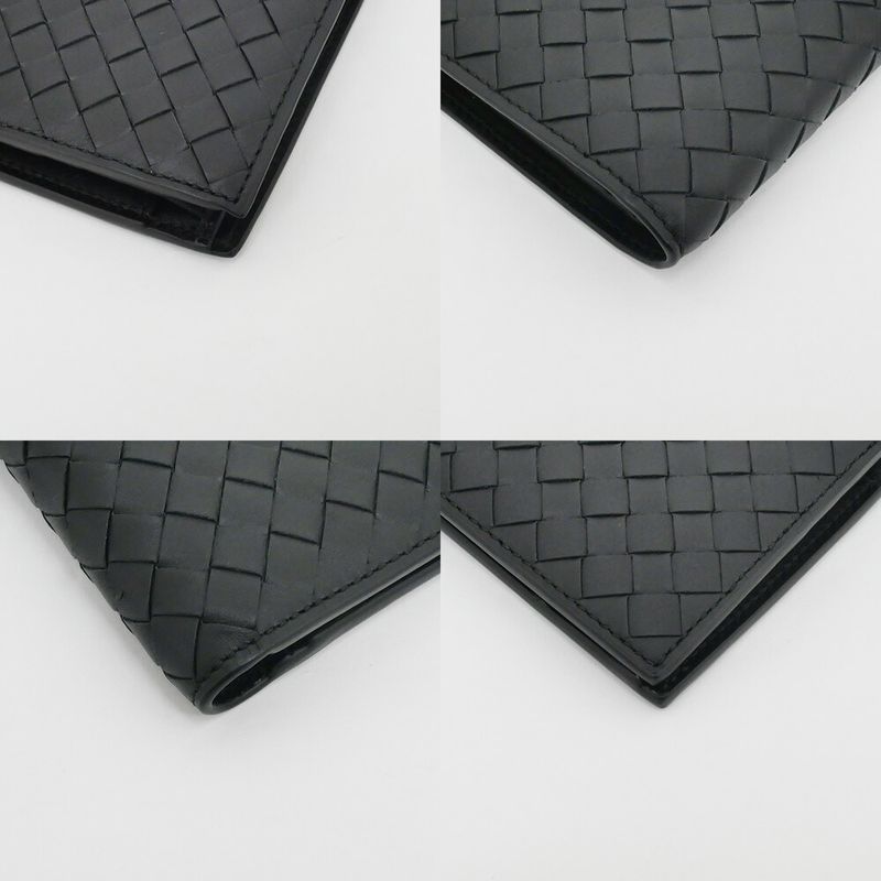 Bottega Veneta Intrecciato Bifold Wallet with Coin Pass Black Calf Leather
