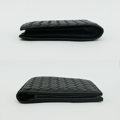 Bottega Veneta Intrecciato Bifold Wallet with Coin Pass Black Calf Leather