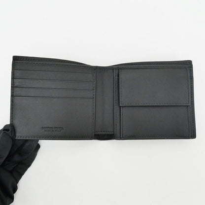 Bottega Veneta Intrecciato Bifold Wallet with Coin Pass Black Calf Leather