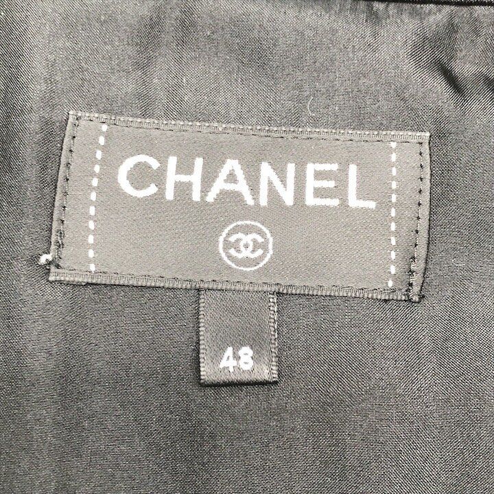 Chanel CC Logo Quilted Cut Replacement Long Sleeve Shirt Top Blouse Black