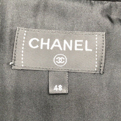 Chanel CC Logo Quilted Cut Replacement Long Sleeve Shirt Top Blouse Black