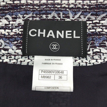 Chanel CC Logo Coco Button Tweed Collarless Jacket 36 Multi