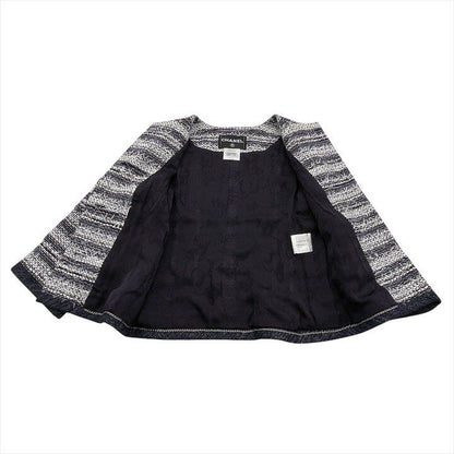 Chanel CC Logo Coco Button Tweed Collarless Jacket 36 Multi