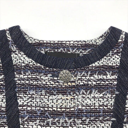 Chanel CC Logo Coco Button Tweed Collarless Jacket 36 Multi