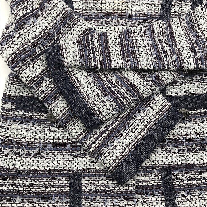 Chanel CC Logo Coco Button Tweed Collarless Jacket 36 Multi
