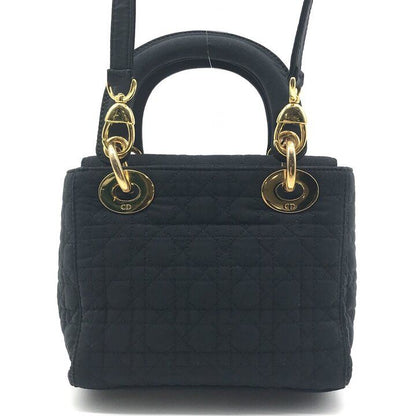 Dior Cannage Nylon Canvas Hand Bag Black