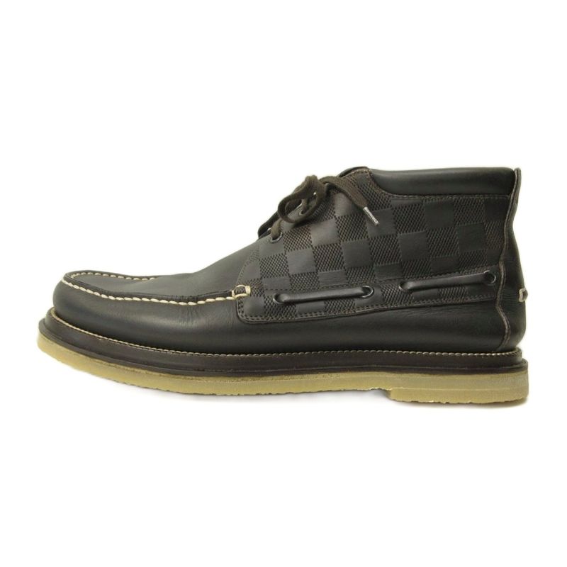 Louis Vuitton Damier Chukka Boots Moccasins Shoes Cles Leather 6 Black