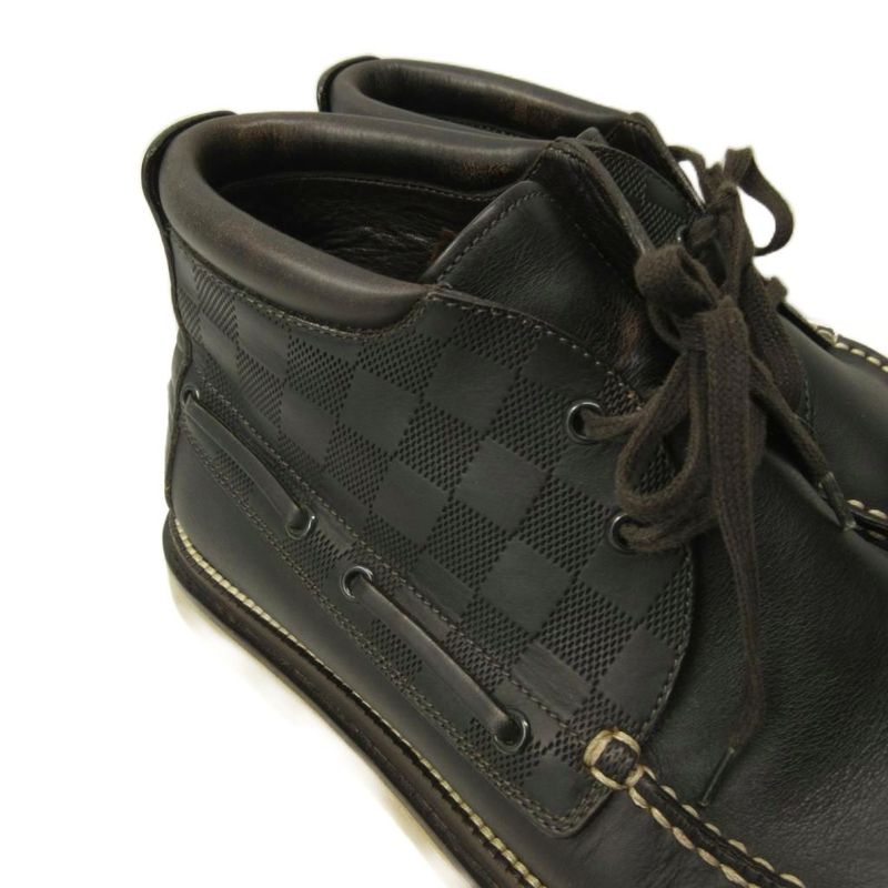 Louis Vuitton Damier Chukka Boots Moccasins Shoes Cles Leather 6 Black
