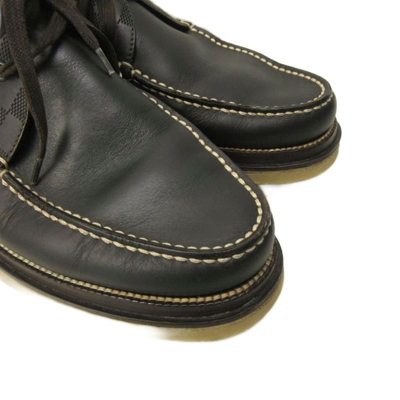 Louis Vuitton Damier Chukka Boots Moccasins Shoes Cles Leather 6 Black