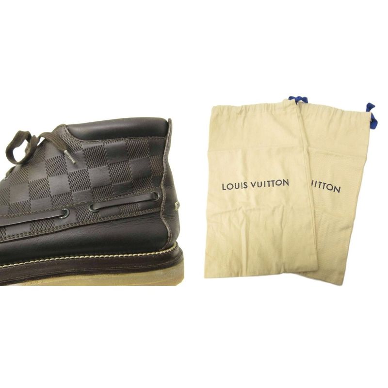 Louis Vuitton Damier Chukka Boots Moccasins Shoes Cles Leather 6 Black