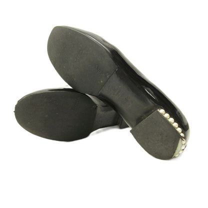 Chanel Opera Shoes Pearl Decoration CC Logo Patent Leather 36.5 Black