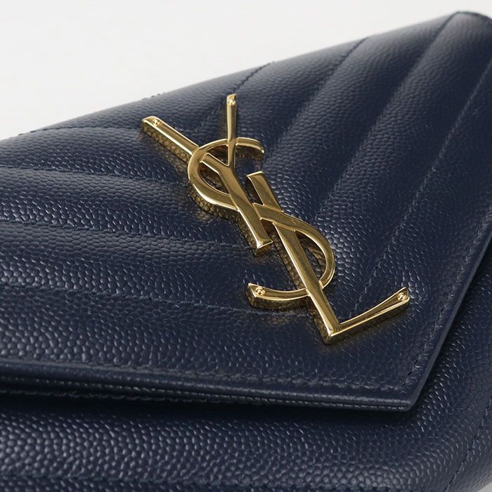 Saint Laurent Large Flap Wallet Cassandra Bifold Calf