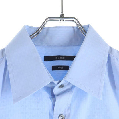 Gucci GG Allover Pattern Dress Shirt Long Sleeve Top Cotton Blue