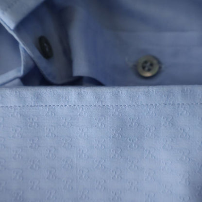 Gucci GG Allover Pattern Dress Shirt Long Sleeve Top Cotton Blue