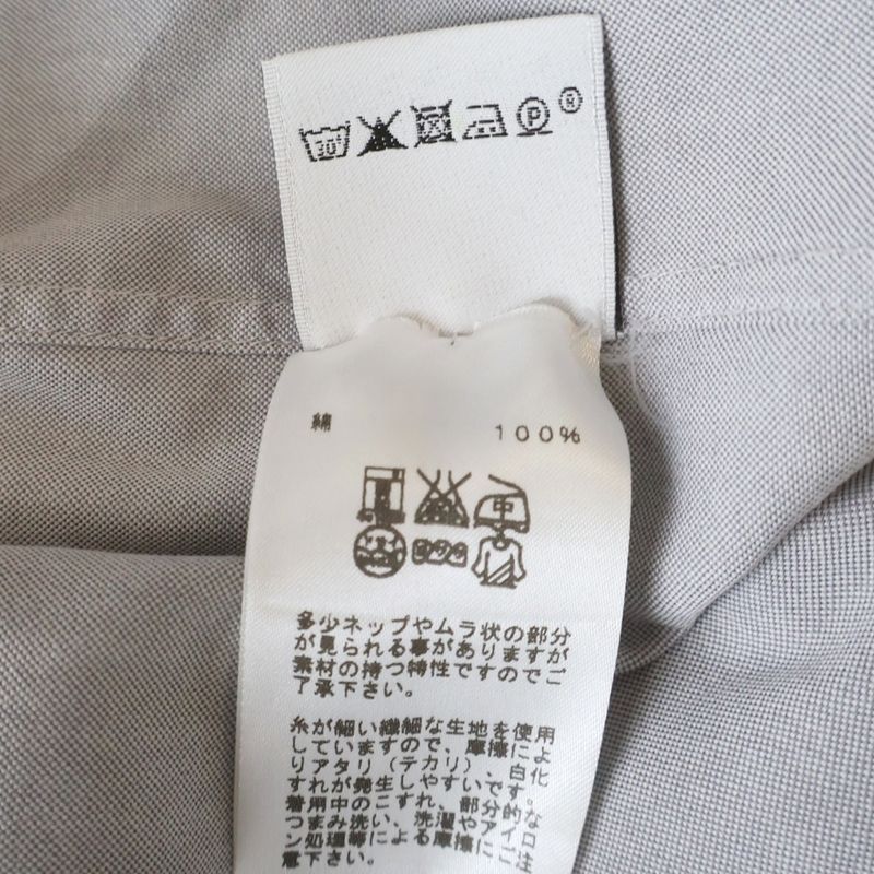 Hermes Series Button Plain Dress Shirt Long Sleeve Top Down Gray