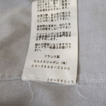 Hermes Series Button Plain Dress Shirt Long Sleeve Top Down Gray