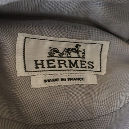 Hermes Series Button Plain Dress Shirt Long Sleeve Top Down Gray