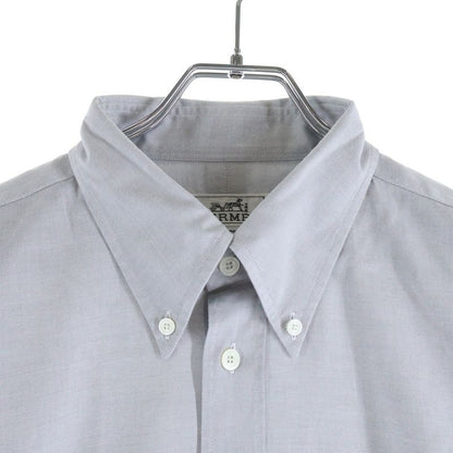 Hermes Series Button Plain Dress Shirt Long Sleeve Top Down Gray