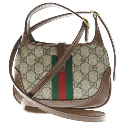 Gucci Jackie GG Supreme Mini Shoulder Bag Brown Beige Leather Gold