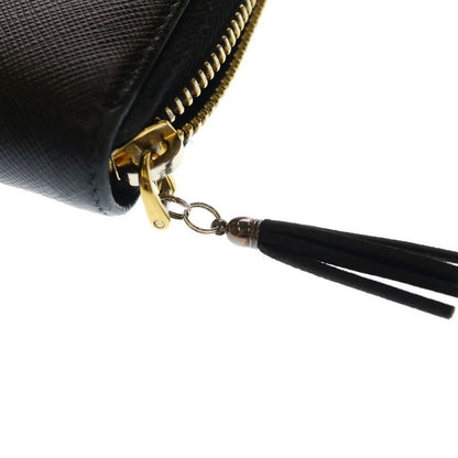 Prada Saffiano Zip Around Wallet Black Leather Gold