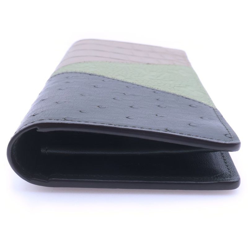 Louis Vuitton Portefeuille Brother Wallet Card Case Croco Taurillon Green Grey