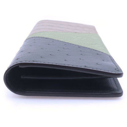 Louis Vuitton Portefeuille Brother Wallet Card Case Croco Taurillon Green Grey