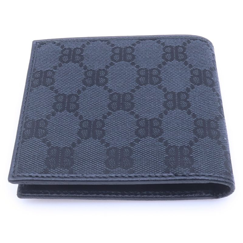 Gucci Zahakka Project Bifold Wallet Compact Card Case Black Campus Leather