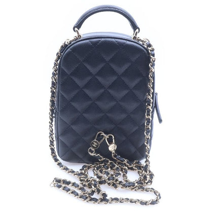 Chanel Quilted Mini Backpack CC Logo Caviar Leather Chain Gold Black