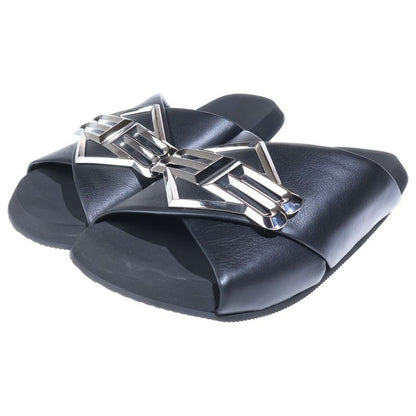 Balenciaga Sunset Flat BB Metal Logo Sandals Black