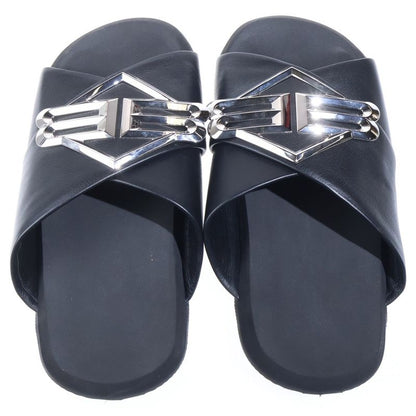 Balenciaga Sunset Flat BB Metal Logo Sandals Black