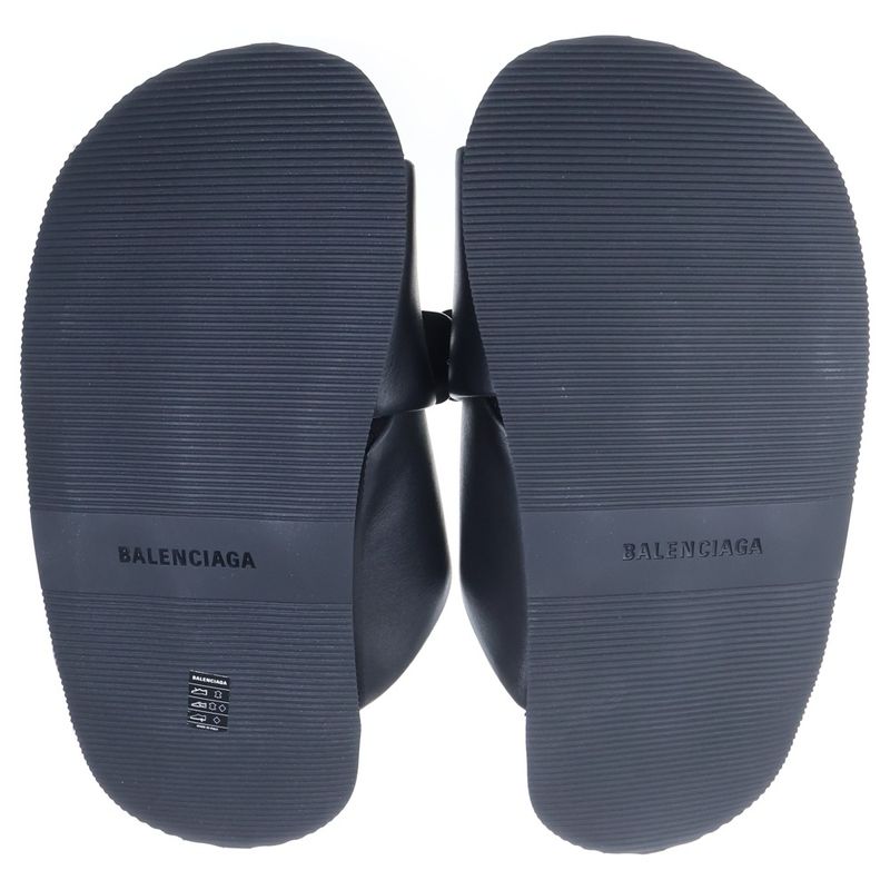 Balenciaga Sunset Flat BB Metal Logo Sandals Black