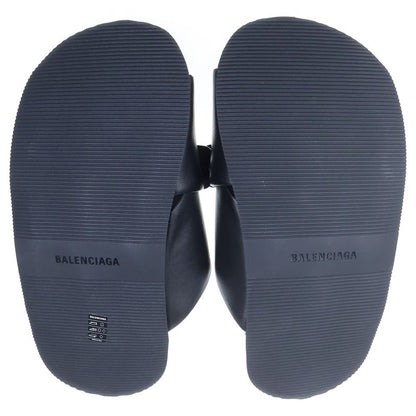 Balenciaga Sunset Flat BB Metal Logo Sandals Black
