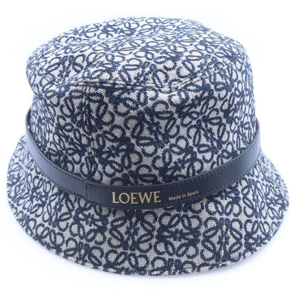 Loewe Anagram Jacquard Calf Herringbone Bucket Hat Navy Beige