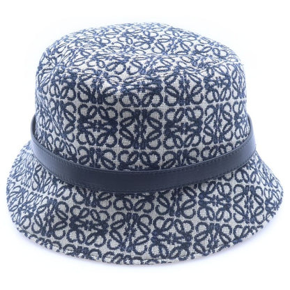 Loewe Anagram Jacquard Calf Herringbone Bucket Hat Navy Beige