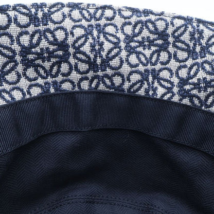 Loewe Anagram Jacquard Calf Herringbone Bucket Hat Navy Beige