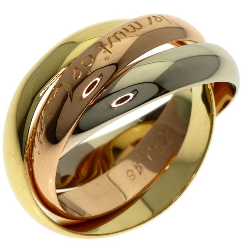 Cartier Trinity 48 Ring 18k Yellow Gold 18k White Pink