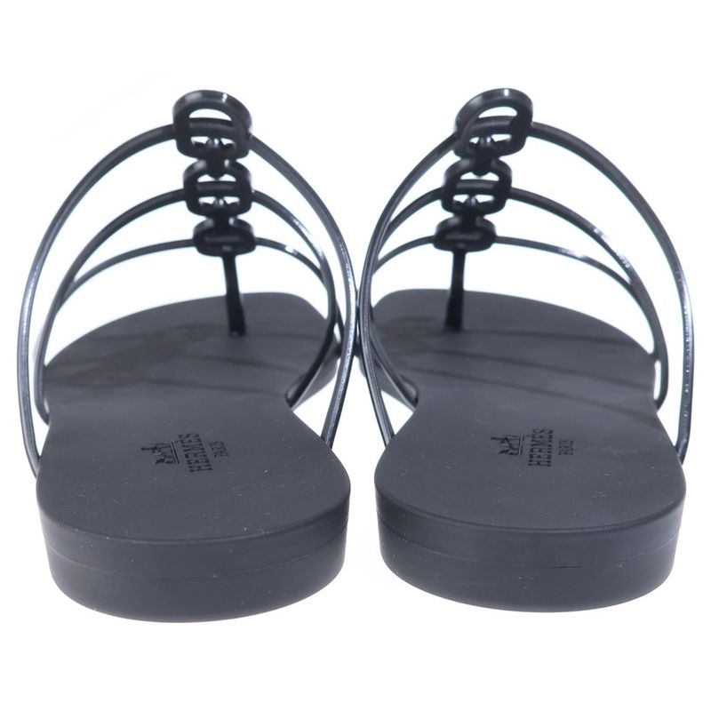 Hermes Mykonos Chaine D'ancre Rubber Flat Sandals Black