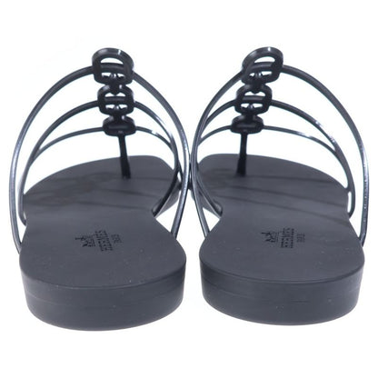 Hermes Mykonos Chaine D'ancre Rubber Flat Sandals Black