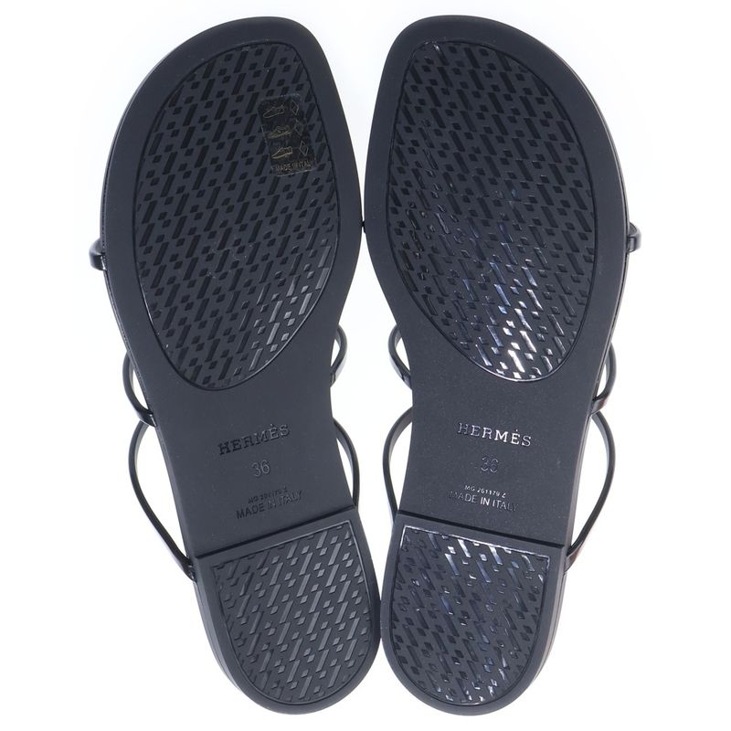 Hermes Mykonos Chaine D'ancre Rubber Flat Sandals Black