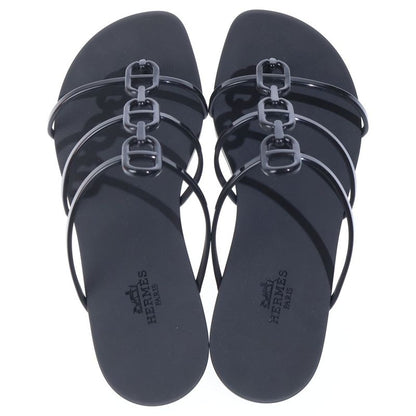 Hermes Mykonos Chaine D'ancre Rubber Flat Sandals Black