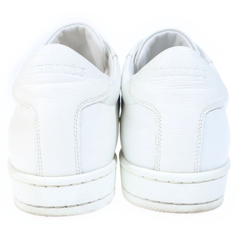 Hermes Boomerang Leather Lace Up Sneakers White Pink