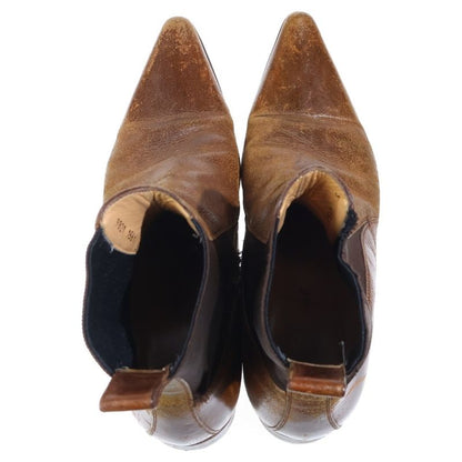 Dolce & Gabbana Side Gore Leather Short Boots Brown