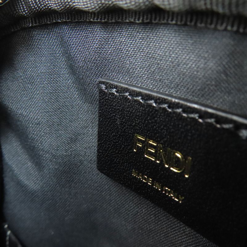 Fendi Calligraphy Studded Shoulder Bag Leather