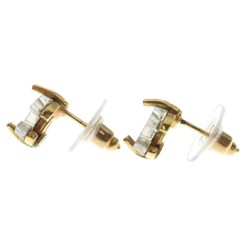 Chanel CC Logo Earrings Gold Clear